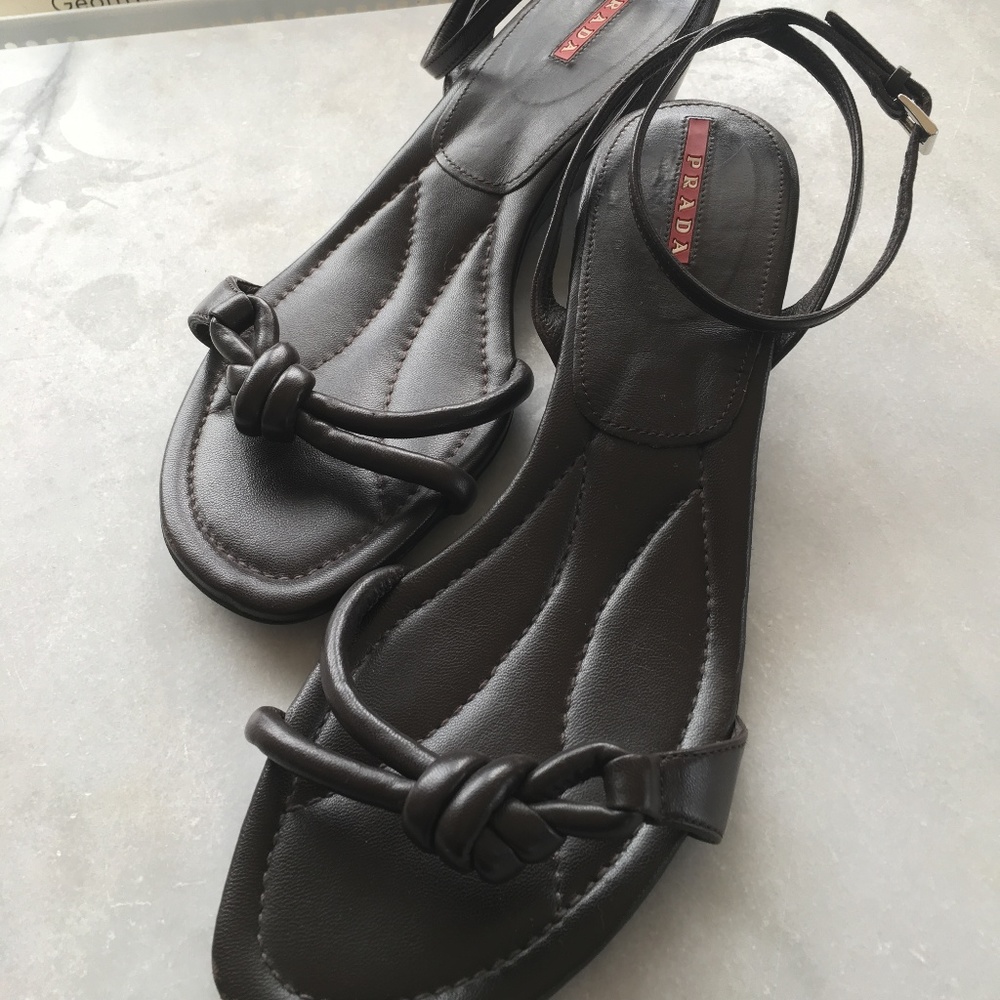 Prada Sport Wedge Sandals chocolate brown